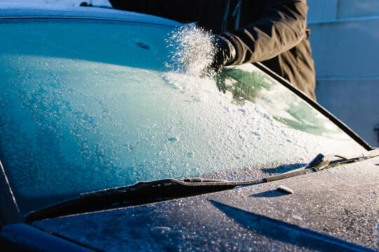 Frozen car windscreen
